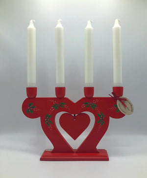 Wood Swedish Candleabre Red