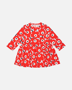 Marimekko Kukkakoru Mini Unikot, Kid’s Cotton Dress Red-Orange